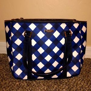 Kate Spade Leather Blue Checkered bag